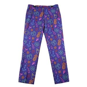 No School OppoSuits Dress Pants Mens 36x33 Neon Summer Icons Tropical Party